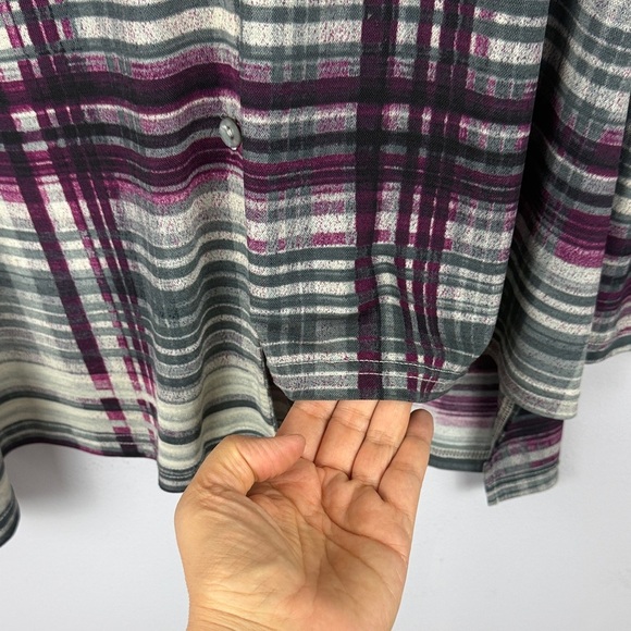 Joseph Ribkoff Casual Plaid Multicoloured Striped Roll Up Sleeve Blouse Size 10 - Picture 14 of 14